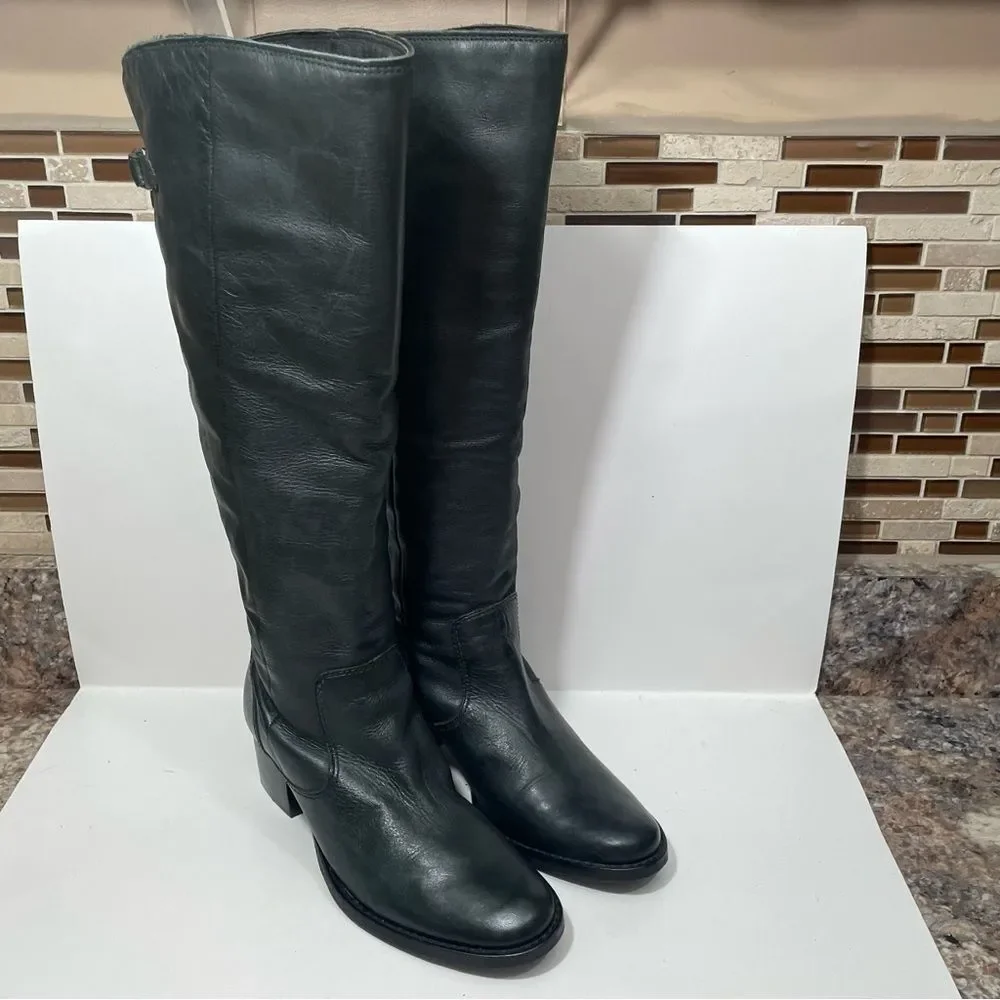 Matisse Black Leather Tall Heeled Riding Boots
